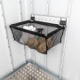 Biohort Einhängesack mit Wandschiene im Gerätehaus zur Aufbewahrung von Kleinteilen.