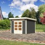 Terragraues Karibu Holz-Gartenhaus Kumla mit Pultdach, 270x270 cm.