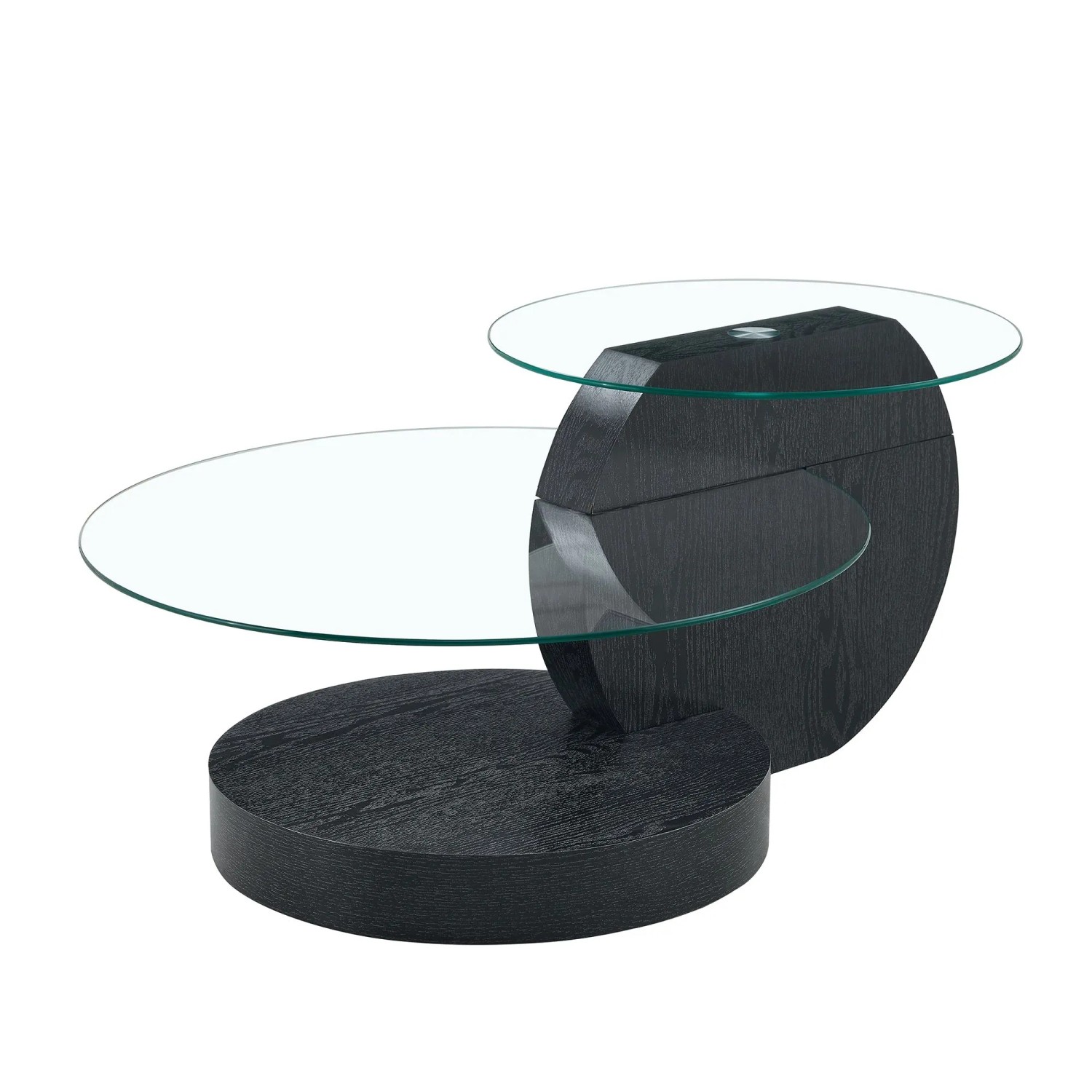 Okwish Couchtisch Mit Glas Und Zwei Ebenen Für Wohnzimmer 90x70x44 Cm Schwarz