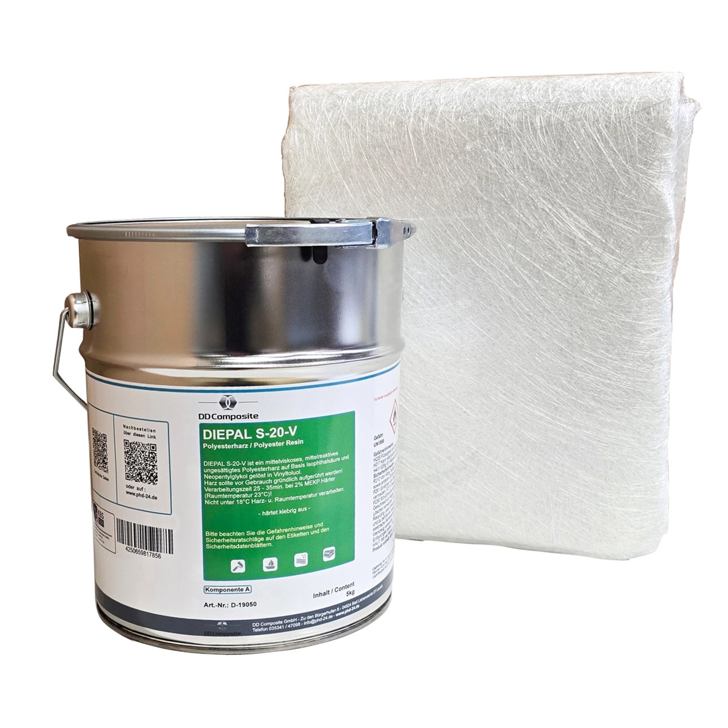 DD Composite 5kg GFK Polyesterharz + 5m² Glasfasermatte 225g/m²