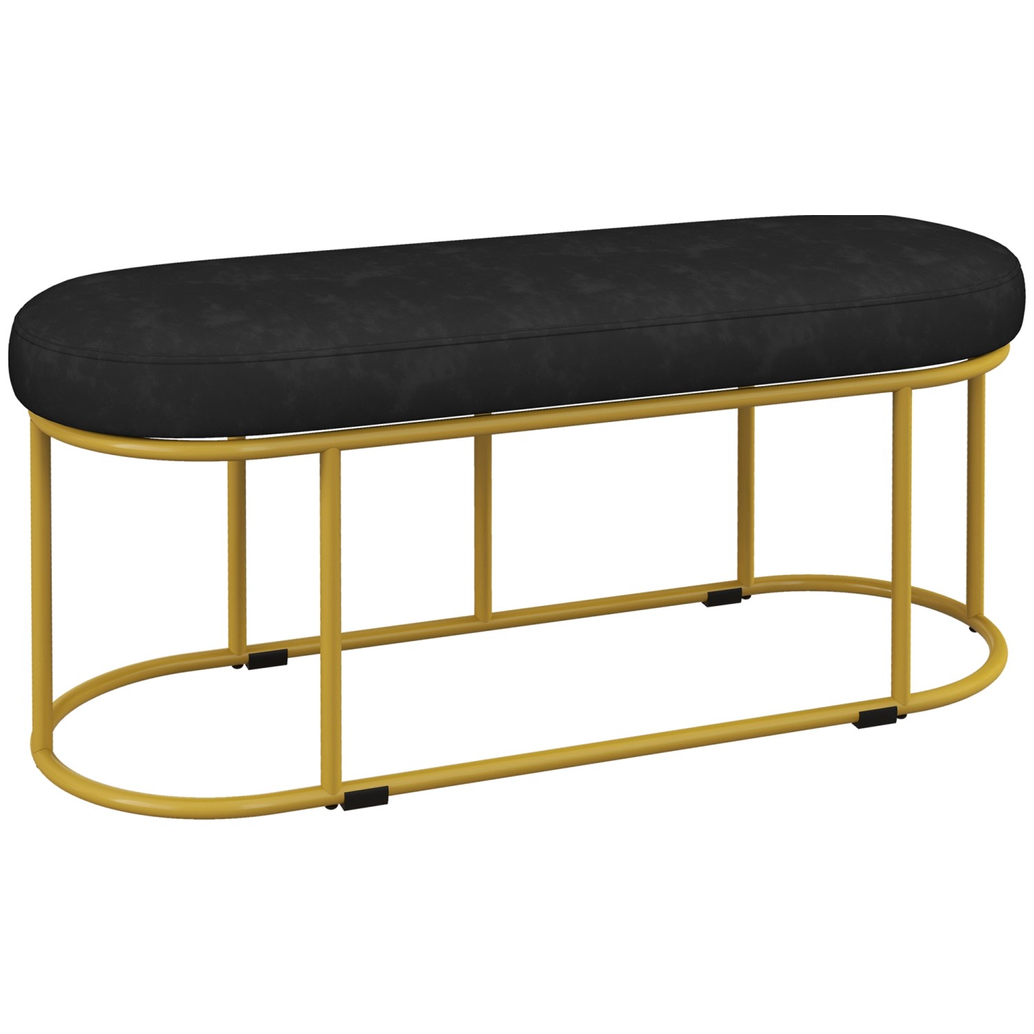 HOMCOM Sitzbank mit Samtoptik bis 200 kg Belastbar Stahl Schwarz 100 x 37 x 43cm