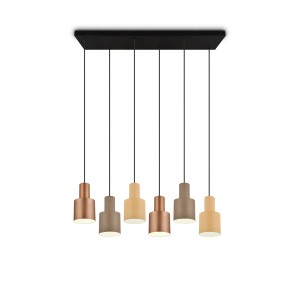 Moderne Trio Pendelleuchte Agudo, 6-flammig in Multicolor. Hängelampe für Wohn- und Essbereich.