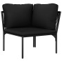 Schwarzes Eckteil des vidaXL Garten-Lounge-Sets mit Auflagen.