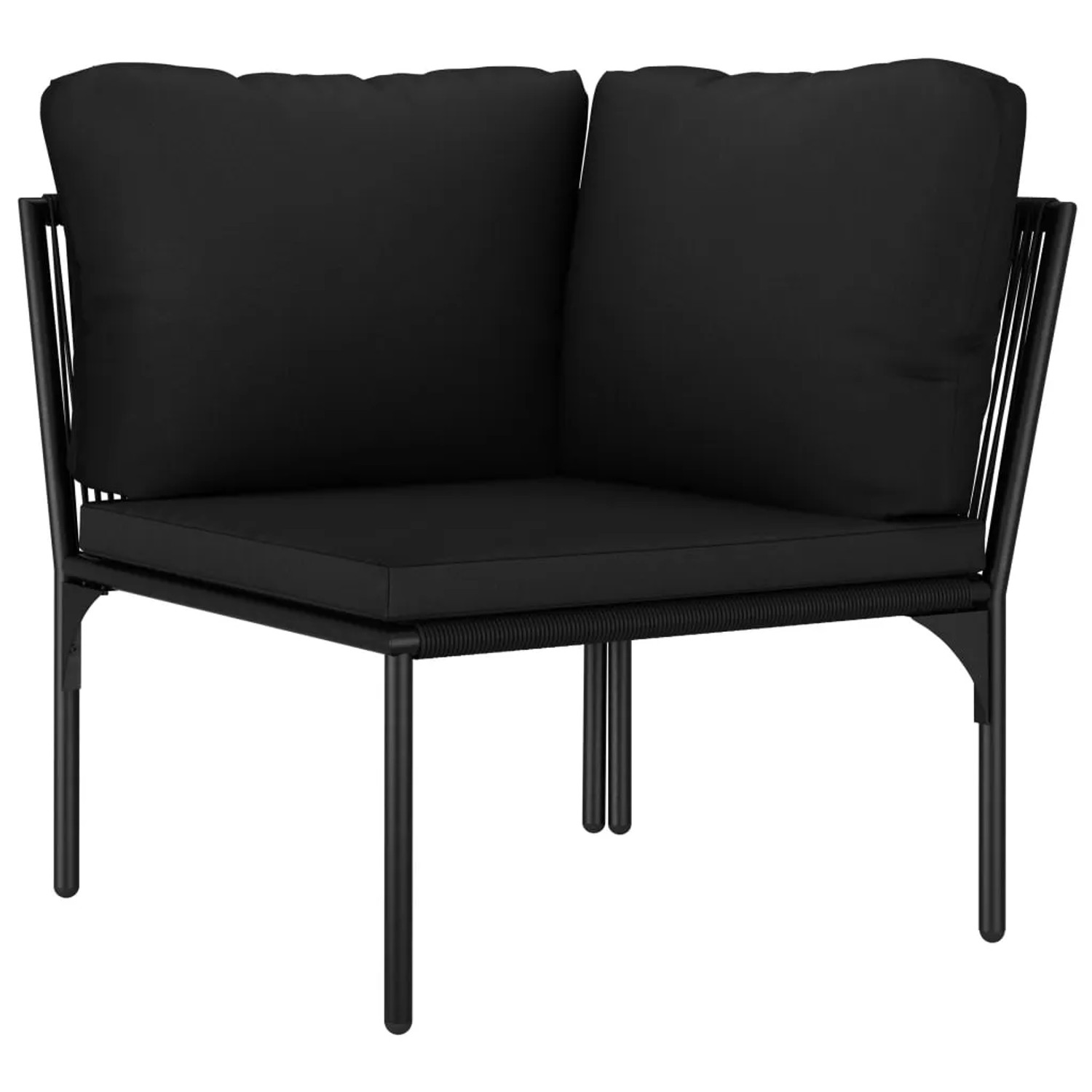 Schwarzes Eckteil des vidaXL Garten-Lounge-Sets mit Auflagen.