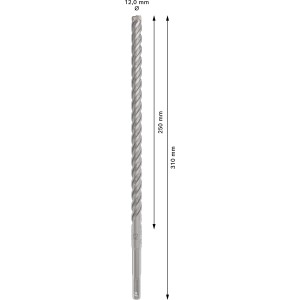 Bosch Hammerbohrer SDS Plus-5x, 12 mm Durchmesser, 250/310 mm Länge. Geeignet für Bohrersets.