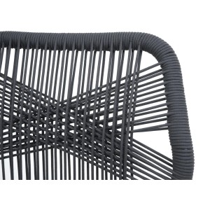 Proregal 2er-Set Rope-Barhocker HxBxT 101x45x50 cm Sitzhöhe 76cm Anthrazit Kissen Hellgrau Outdoor Sitzpolster Seilgeflecht Metall Holz-Optik