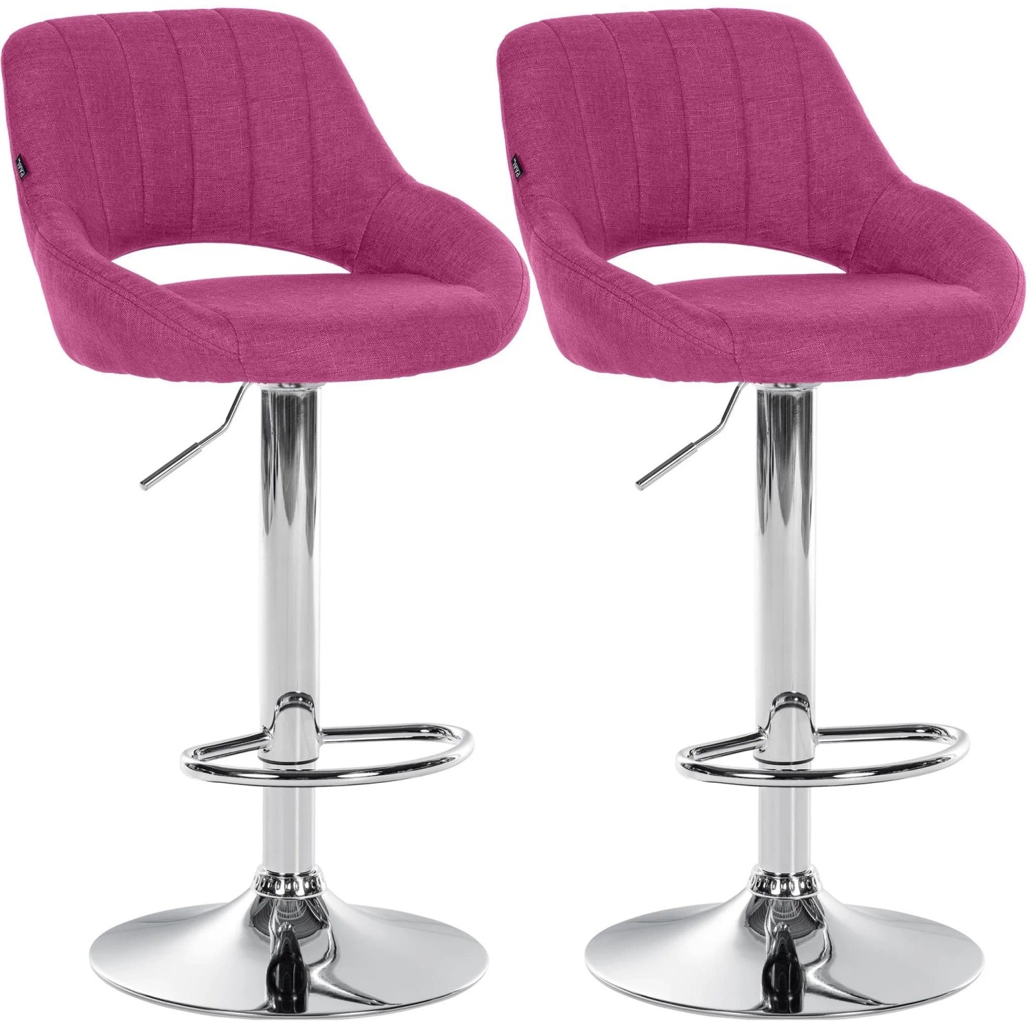 CLP 2er Set Barhocker Milet Stoff Metall in Chromoptik/lila