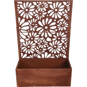 Rostbrauner Garden Pleasure Pflanzkübel Kilian mit Sichtschutz (118x78x30cm) aus Stahl.