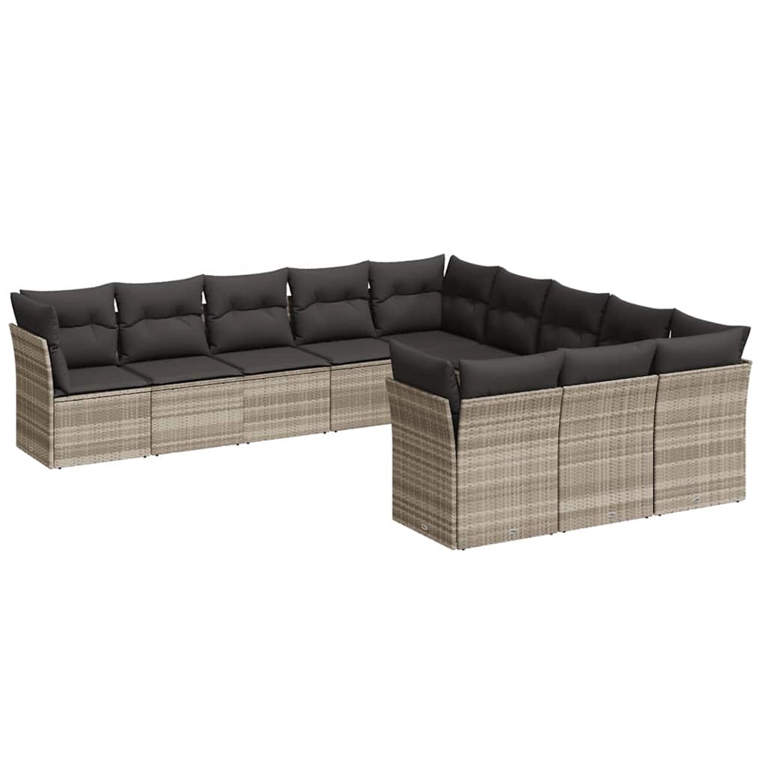 vidaXL 11-Tlg Garten-Sofagarnitur mit Kissen Hellgrau Poly Rattan 3250251 günstig online kaufen