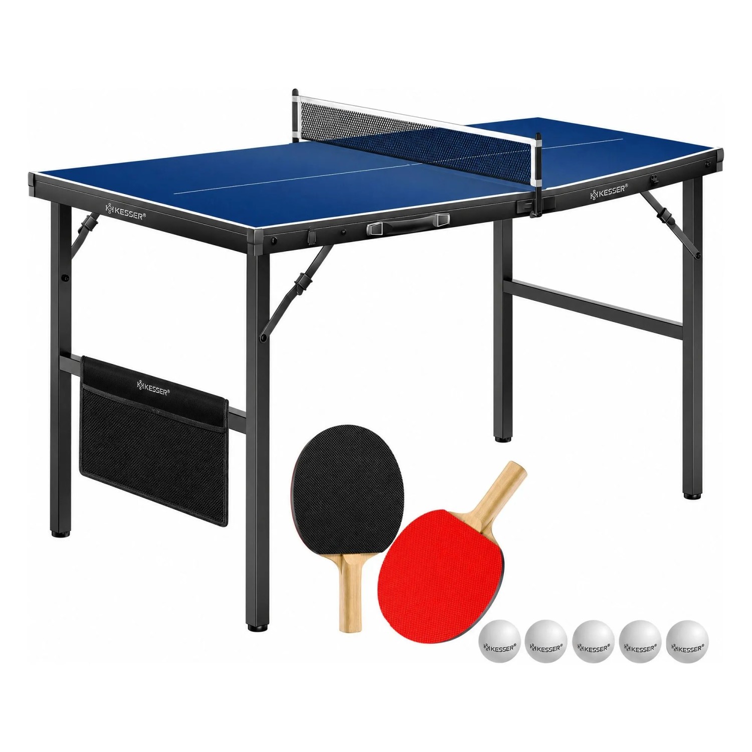 KESSER Mini-Tischtennisplatte Klappbar 153 x 76.5 cm Schwarz Blau