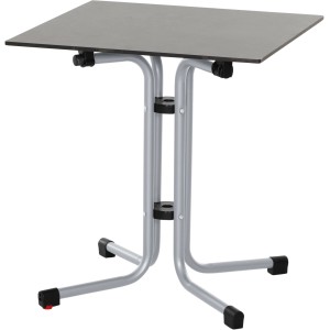 Quadratischer, silberner Klapptisch Sola von Siena Garden, 65x65 cm, ideal für Balkon und Garten.