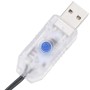 USB-Stecker mit transparentem Gehäuse und blauem Knopf für vidaXL Außen-Lichterkette. Steuert 8 Lichteffekte.