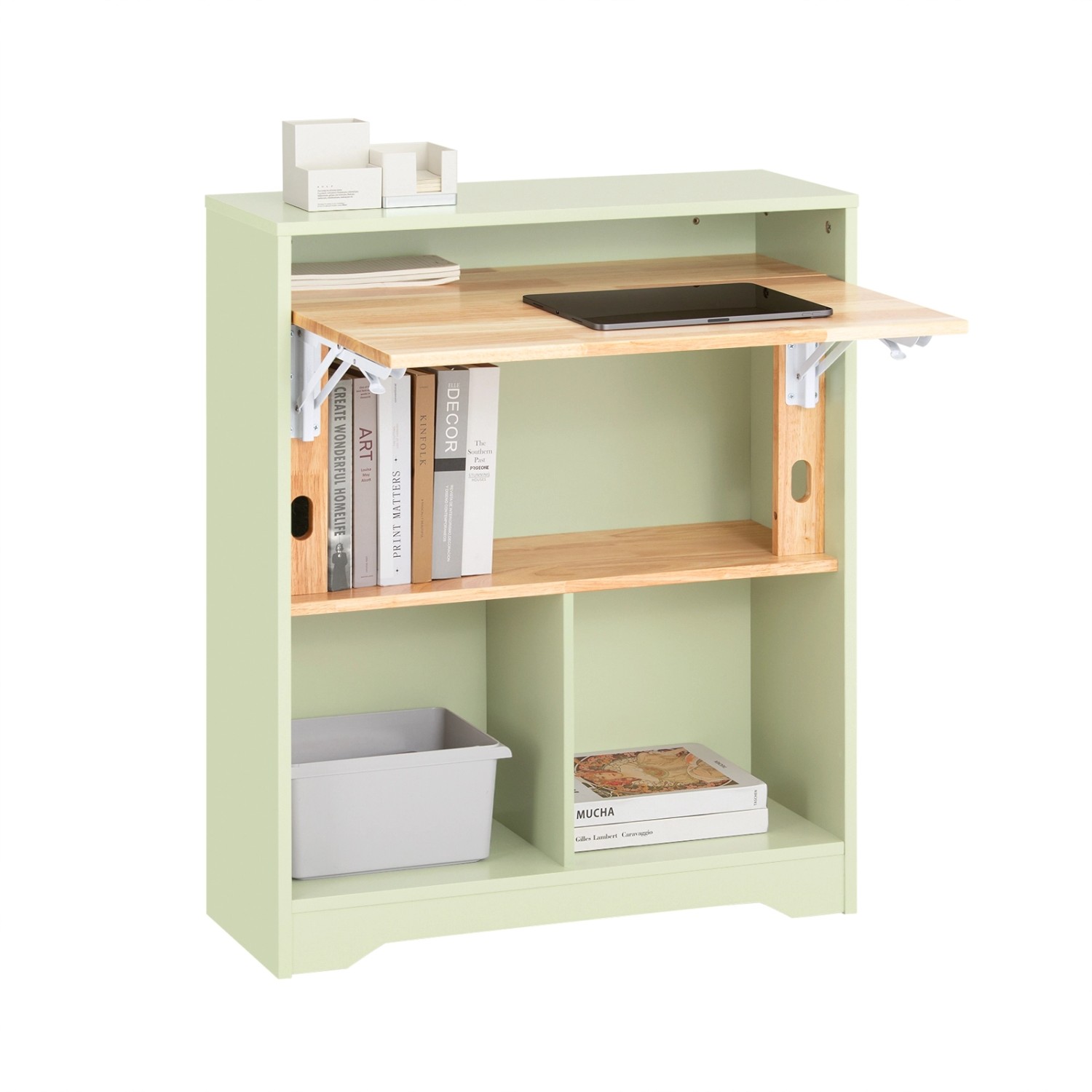 SoBuy Klapptisch mit Angebautem Schrank Schreibtisch Grün 70x85x54cm FWT104 günstig online kaufen