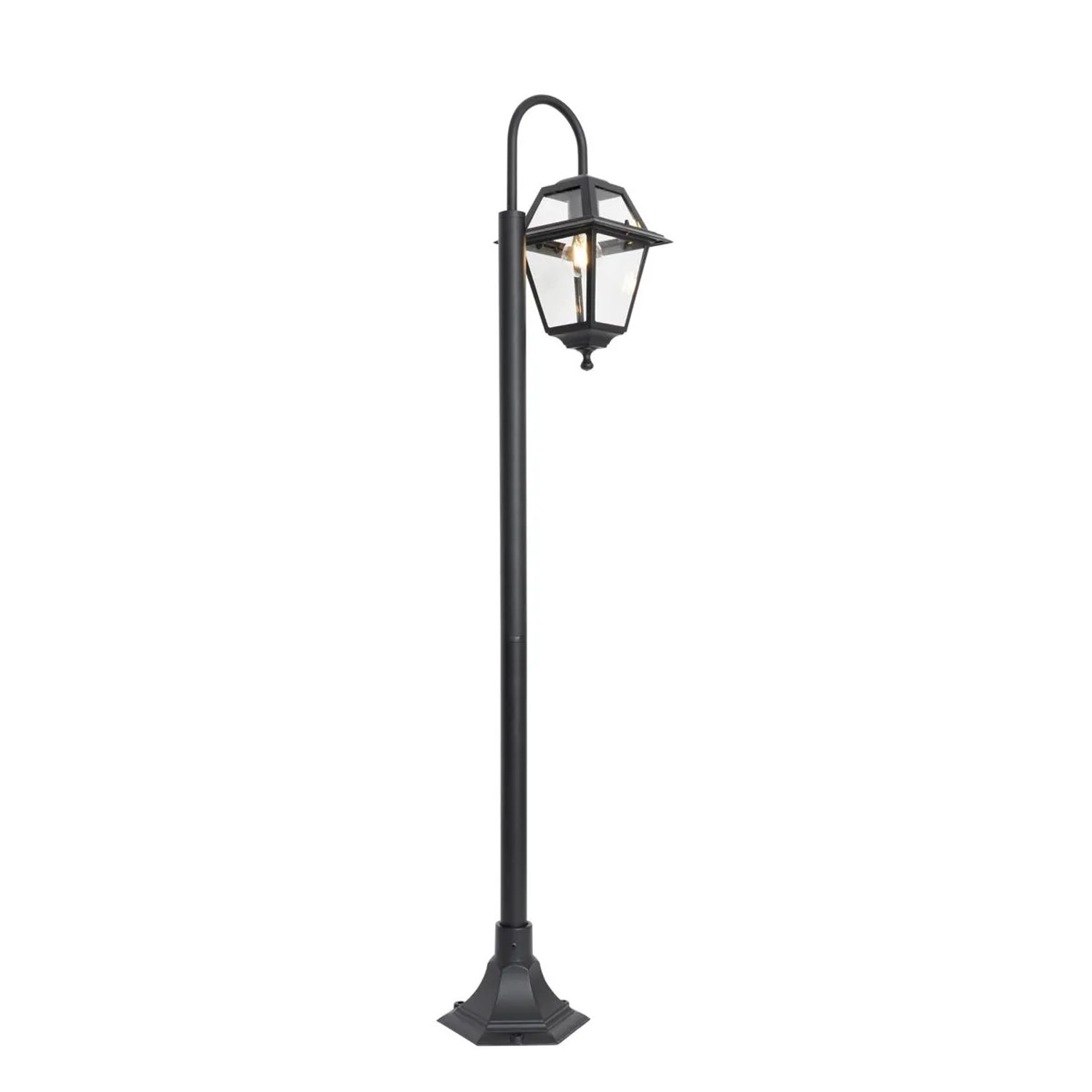 Schwarze QAZQA Außenlaterne Berta, 135 cm hoch, für Garten und Terrasse.