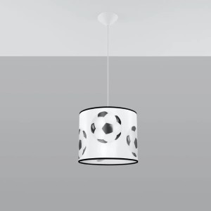 Sollux Lighting Hängeleuchte FootBall A 30: Weiße Kinderzimmerlampe mit Fußball-Motiv.