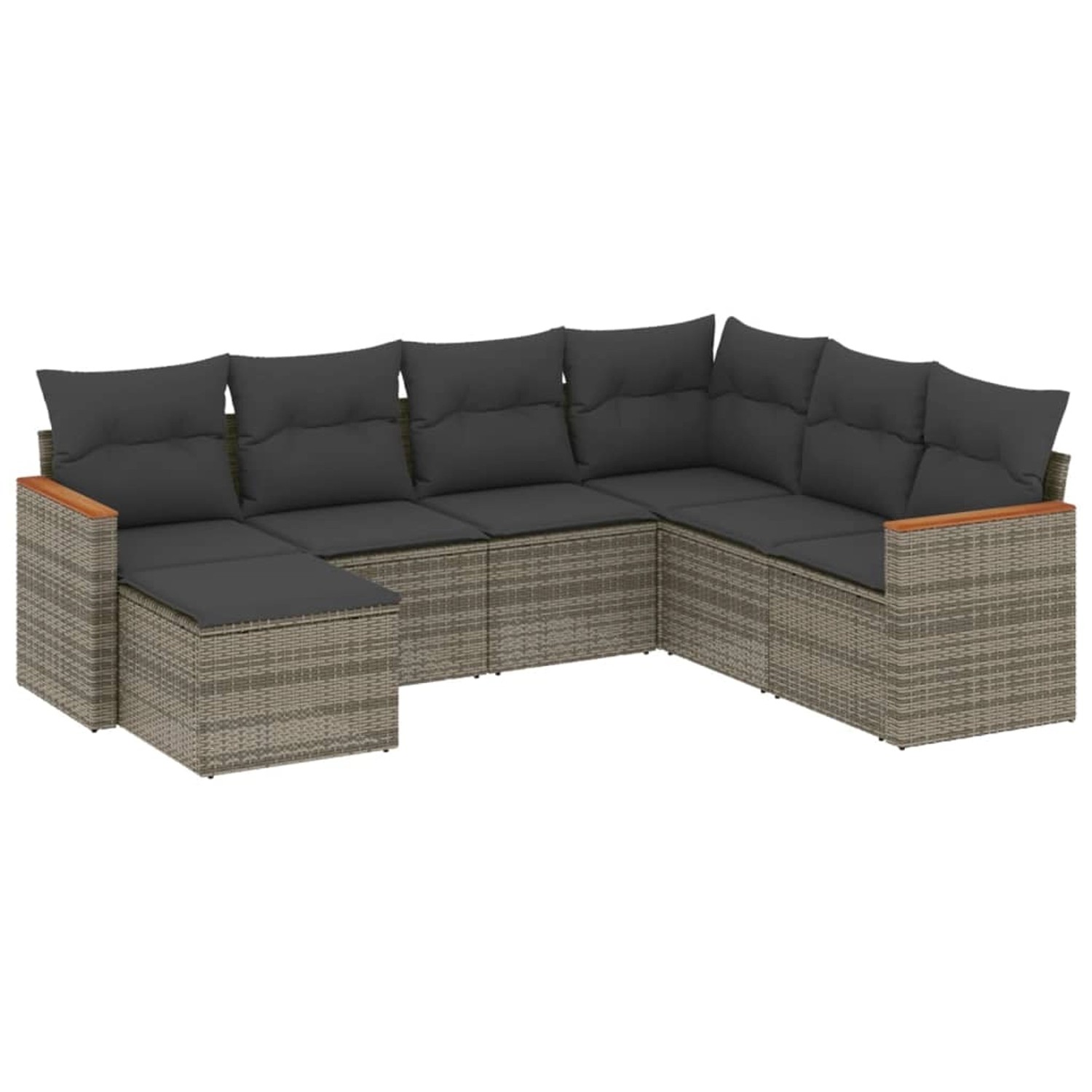 vidaXL 7-Tlg Garten-Sofagarnitur mit Kissen Grau Poly Rattan 3226207 günstig online kaufen