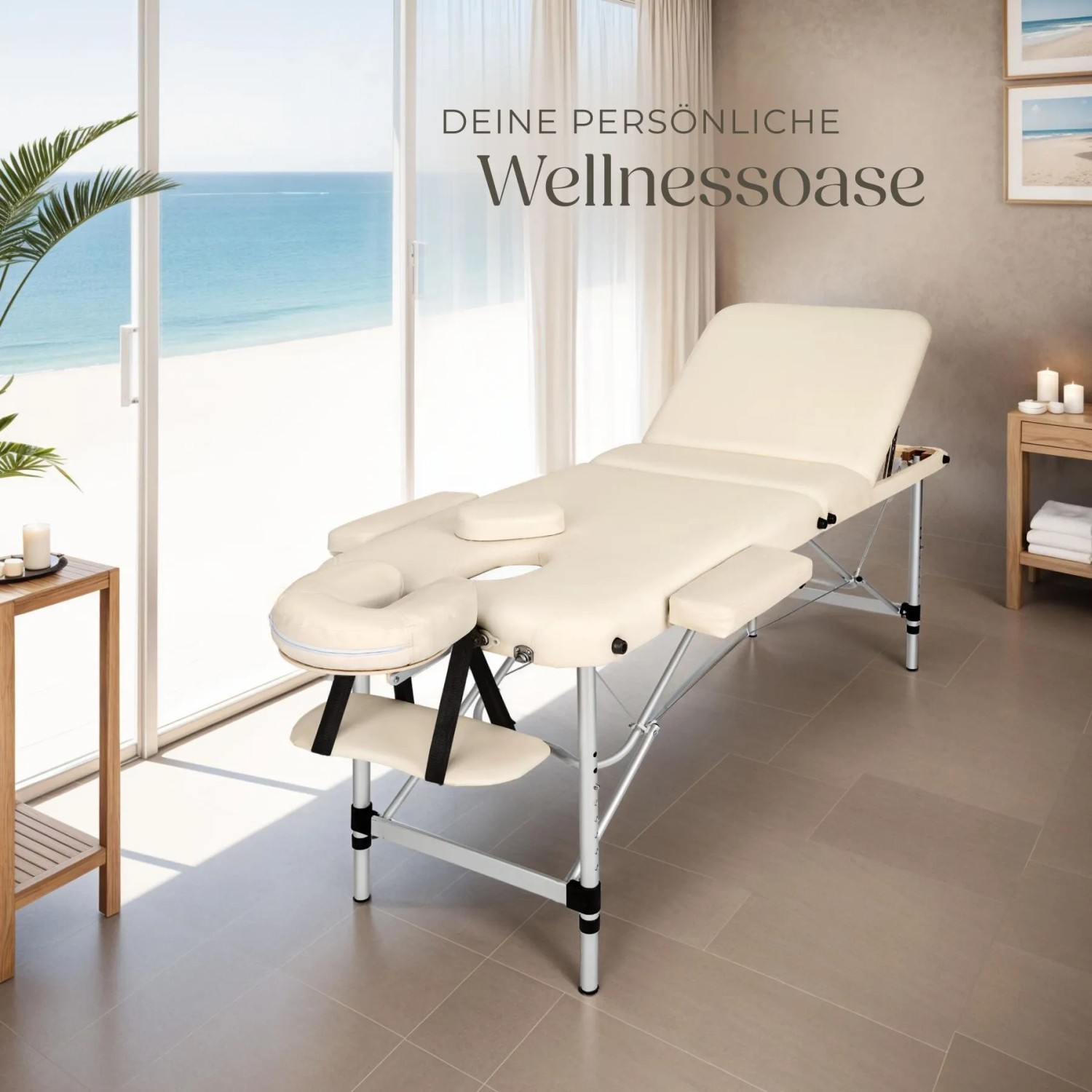 Tectake 3 Zonen Massageliege  Breite 61 cm  Polsterung 5 cm Inklusive Tragetasche  180 x 61 x 68 cm Beige_9