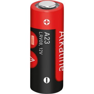 A23 Alkaline Batterie, 12V, für Funkfernbedienungen, rot/schwarz.