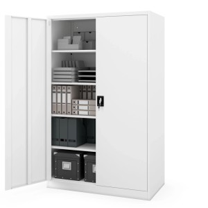 JAN NOWAK Metall-Büroschrank JAN II D600 185 x 115 x 60 cm Weiß