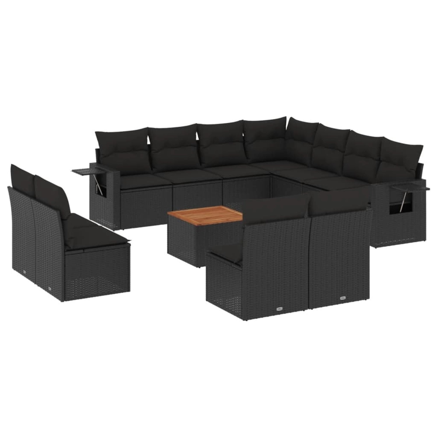 vidaXL 12-Tlg Garten-Sofagarnitur mit Kissen Schwarz Poly Rattan 3256951 günstig online kaufen