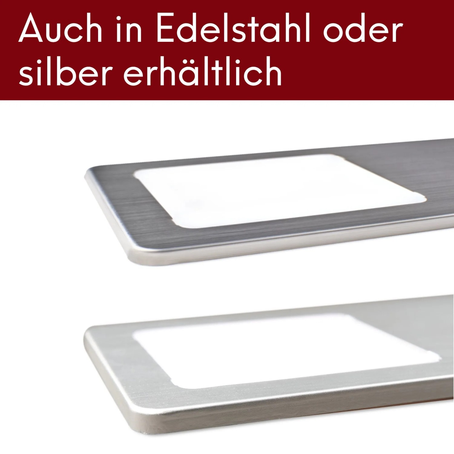 Kalb LED Unterbauleuchte, Edelstahl/Silber, flache Küchenleuchte mit Touchdimmer, Detailansicht.