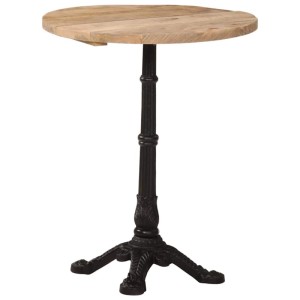 DELUKE Bistrotisch FRANZ Ø60x76cm Raues Mangoholz Rund Esstisch Vintage Kleiner Tisch Cafe Gartentisch Balkontisch Outdoortisch