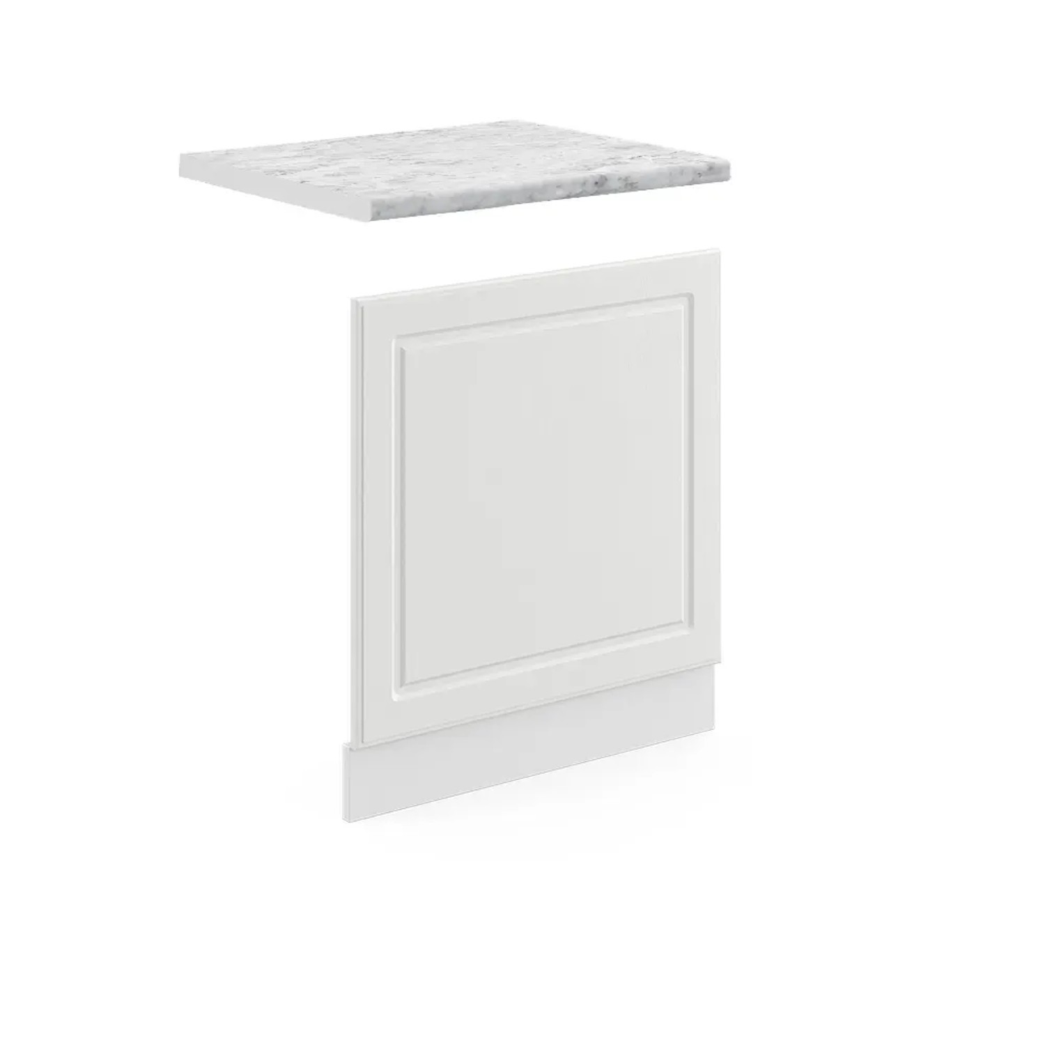 Vicco Frontblende R-Line Geschirrspüler Fronttür Weiß Landhaus/Weiß 60 cm AP Marmor