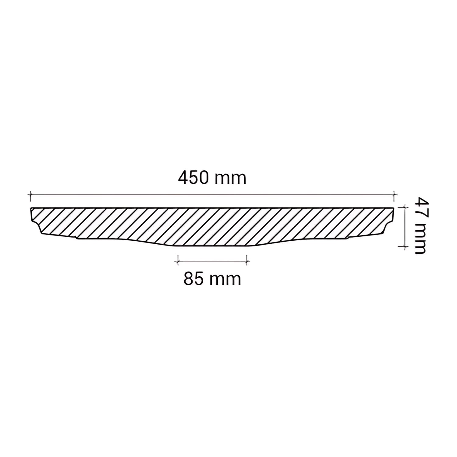 Technische Zeichnung einer PROFHOME Deckenrosette aus Polyurethan, Maße: 45 x 4,7 cm.