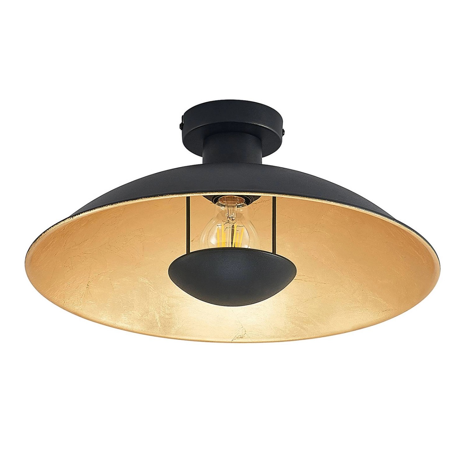Lindby Deckenlampe Narisara 9627742 Modern in Schwarz aus Metall 1-flammig E27 Wohnzimmerleuchte