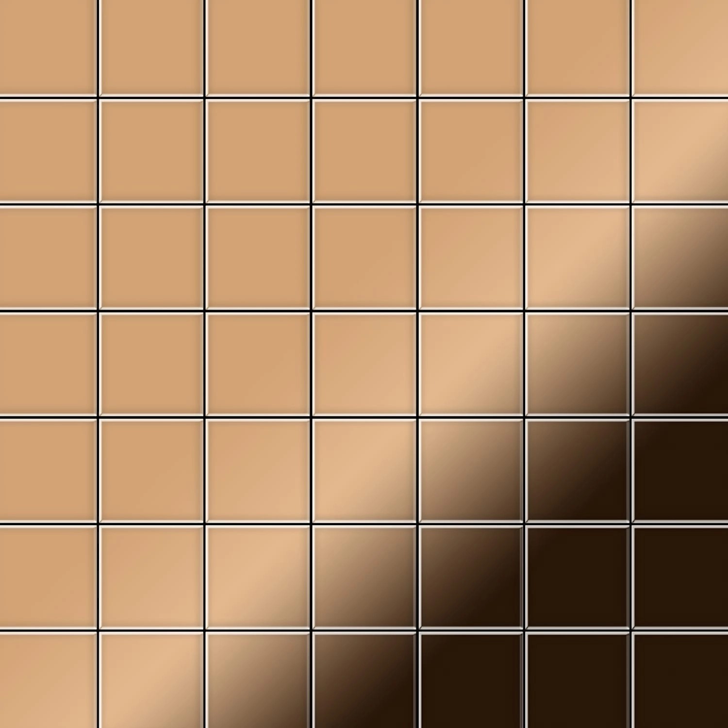 ALLOY Mosaik Fliese Massiv Metall Titan Hochglänzend Kupfer 1,6mm Stark Att günstig online kaufen