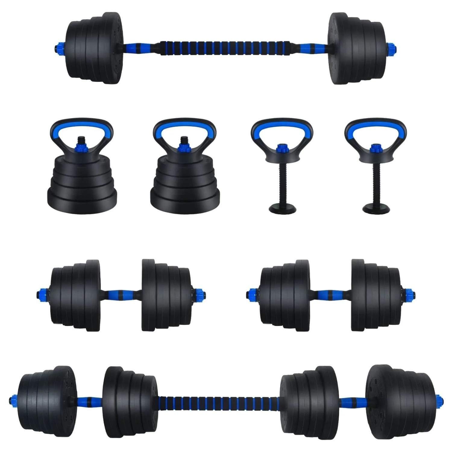 vidaXL 4-In-1 Kurzhantel Langhantel Kettlebell Set 30kg 42023470