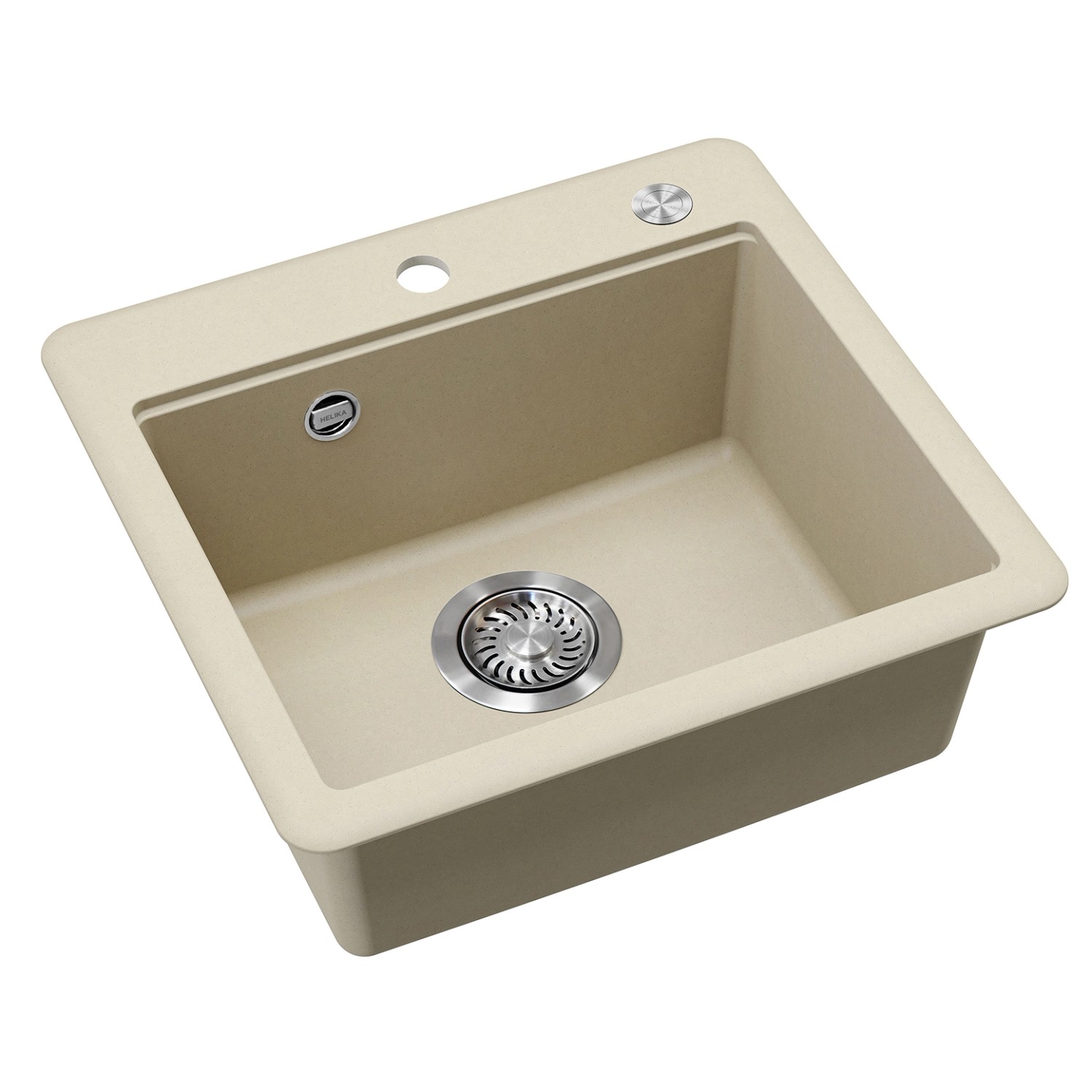 Helika Einbauspüle Esta 47 cm x 44 cm Elfenbein inkl. Druckknopfventil_2