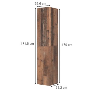 Vicco Hochschrank Izan in Oldstyle Holzoptik, 37x172 cm, für Badregale & Badablagen.