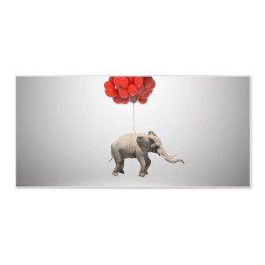Banjado Magnettafel mit Elefant und roten Ballons, 78x37cm. Dekorative Magnetwand für Notizen und Fotos.