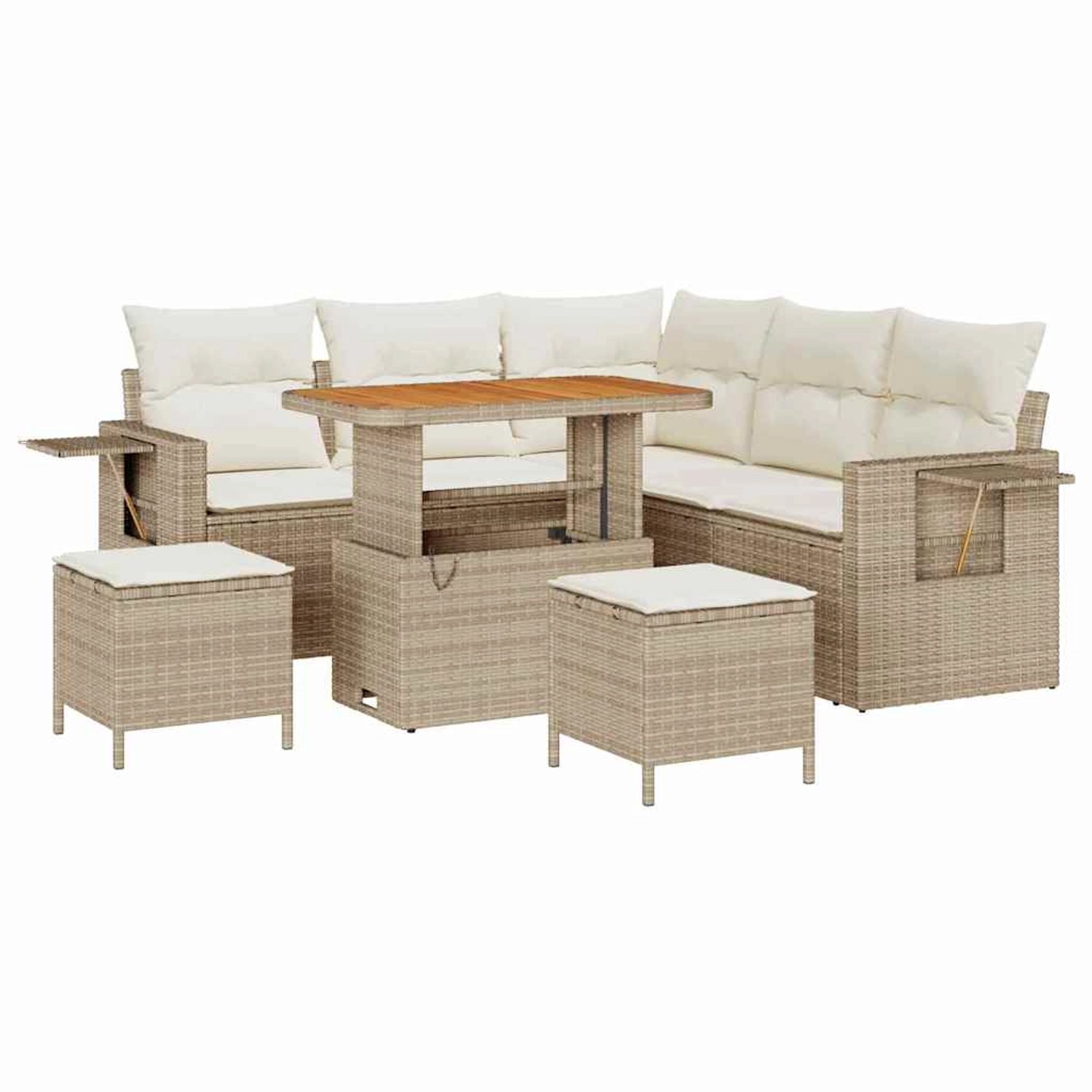 vidaXL Garten-Sofa-Set 8-Tlg Beige Poly Rattan 3361746 günstig online kaufen