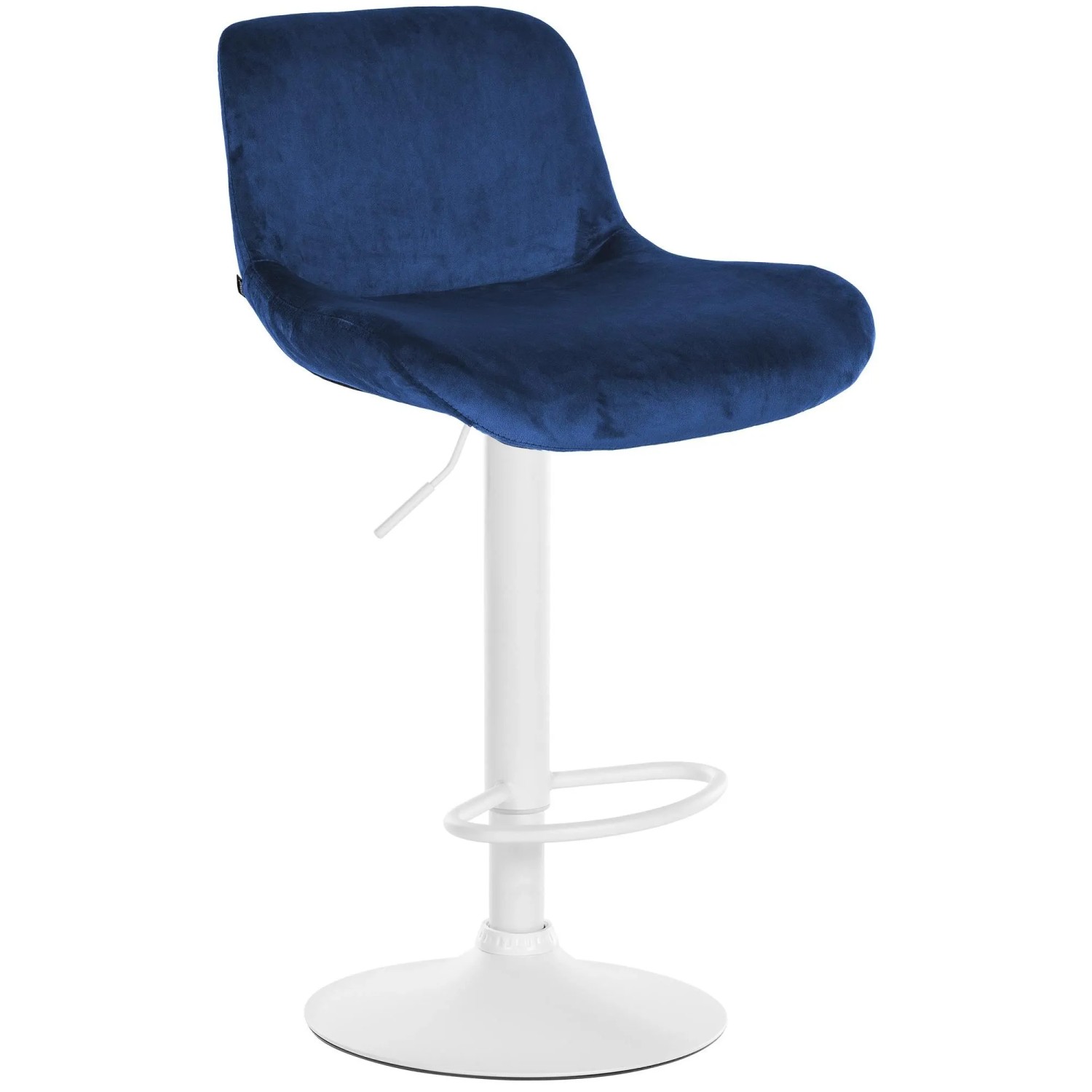 DELUKE Barhocker PONOR Samt Blau 50x50x85cm Weiß Barstuhl Höhenverstellbar Mit Lehne Drehbar Tresenhocker Tresenstuhl