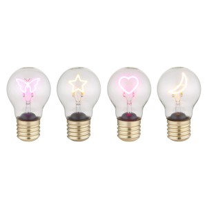 Globo Lumi Tischleuchten Set mit Herz, Stern, Mond und Schmetterling Motiven.