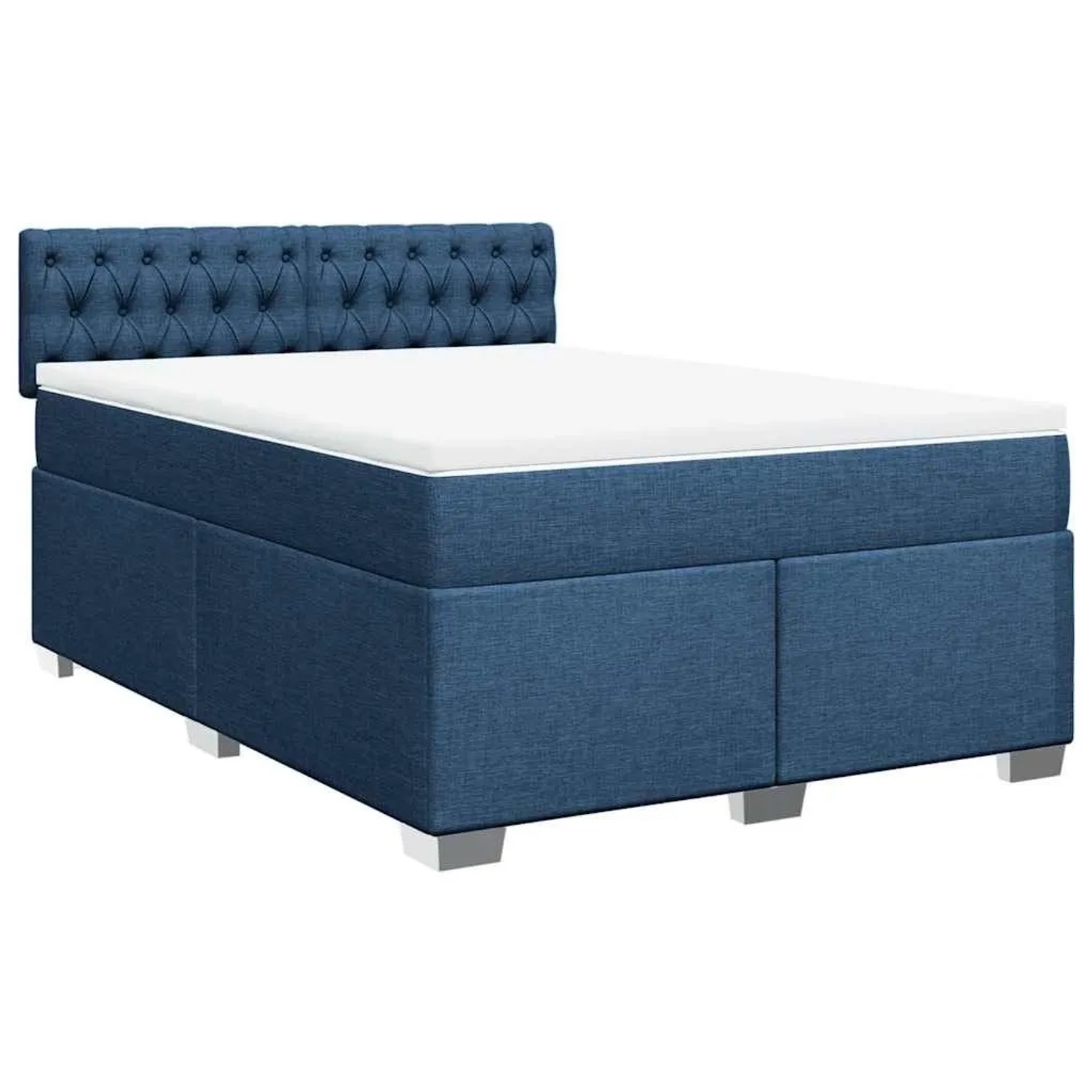 vidaXL Boxspringbett mit Matratze Blau 140x190 cm Stoff 3285896