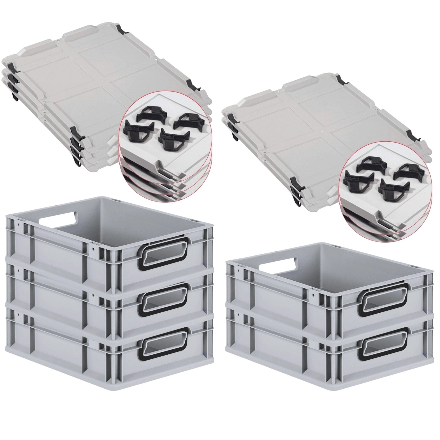 PROREGAL SparSet 5x Eurobox Nextgen Color Mit Auflagedeckel HxBxT 12x30x40c günstig online kaufen