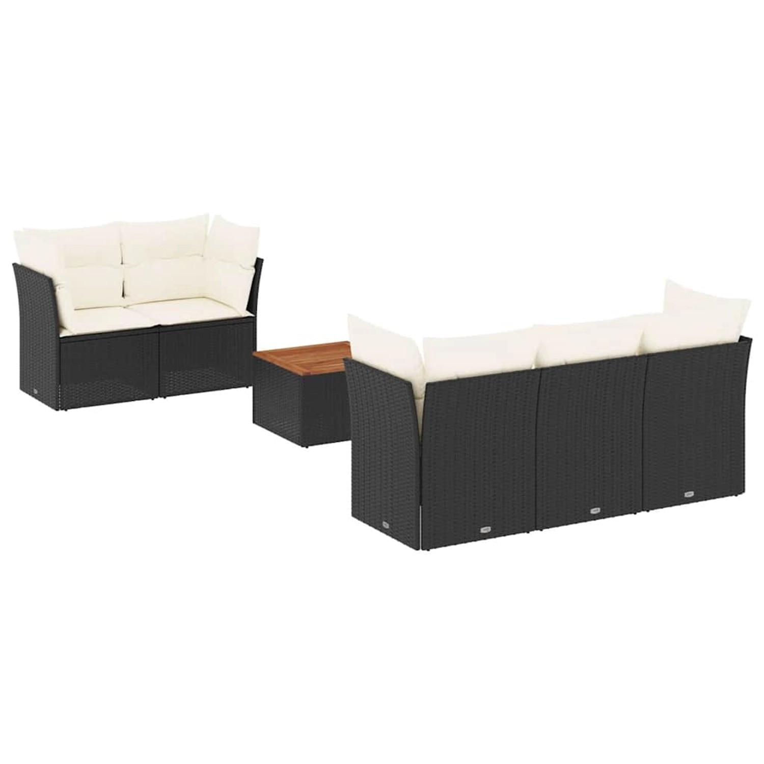 vidaXL 6-Tlg Garten-Sofagarnitur mit Kissen Schwarz Poly Rattan 3255811 günstig online kaufen
