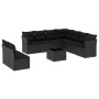 Schwarze 10-tlg. vidaXL Garten-Sofagarnitur aus Poly Rattan mit Kissen.