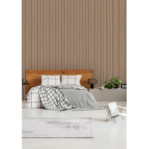 Jangal Wandpaneel Solid Classic Oak im Schlafzimmer, Akustikpaneel aus MDF mit Holzfurnier.
