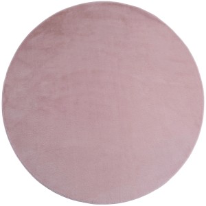 Runder, rosa Kurzflorteppich (Ø 80 cm) von Ayyildiz, Modell Joy 1400.