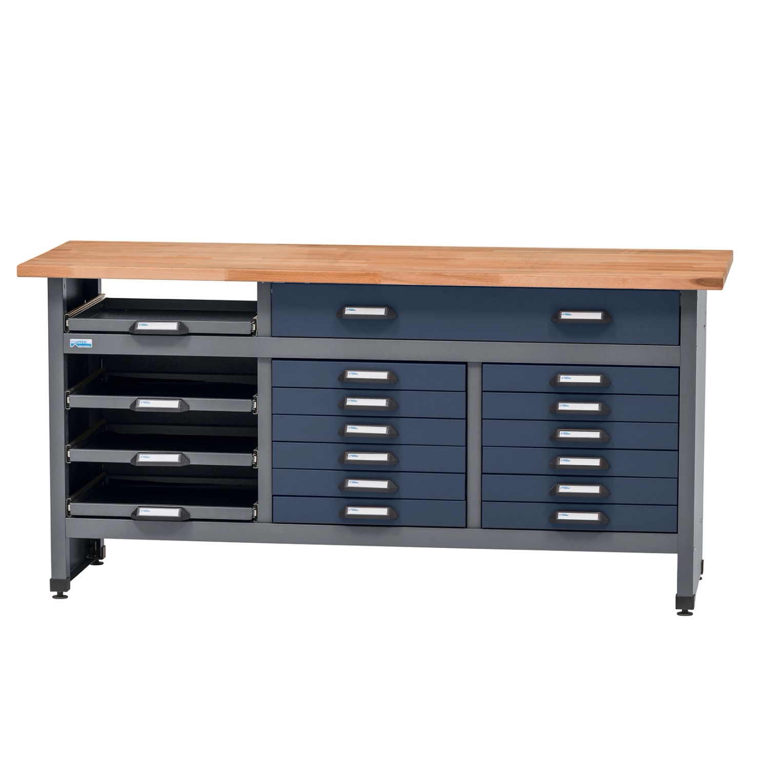 Küpper Werkbank mit 17 Schubladen 84 x 170 x 60 cm Dunkelblau günstig online kaufen