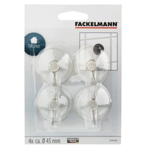 Fackelmann Saughaken, 4er Set. Transparente Handtuchhalter zur einfachen Montage.