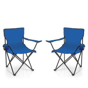 BigDean 2 Stück Faltstuhl Blau Campingstuhl Anglerstuhl Mit Getränkehalter Tragetasche Anglersessel Klappbar Klappstuhl Gartenstuhl Faltstuhl