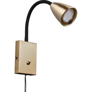 Wandleuchte Wanda in Messing matt mit flexiblem Arm für Wohn- und Schlafzimmer.