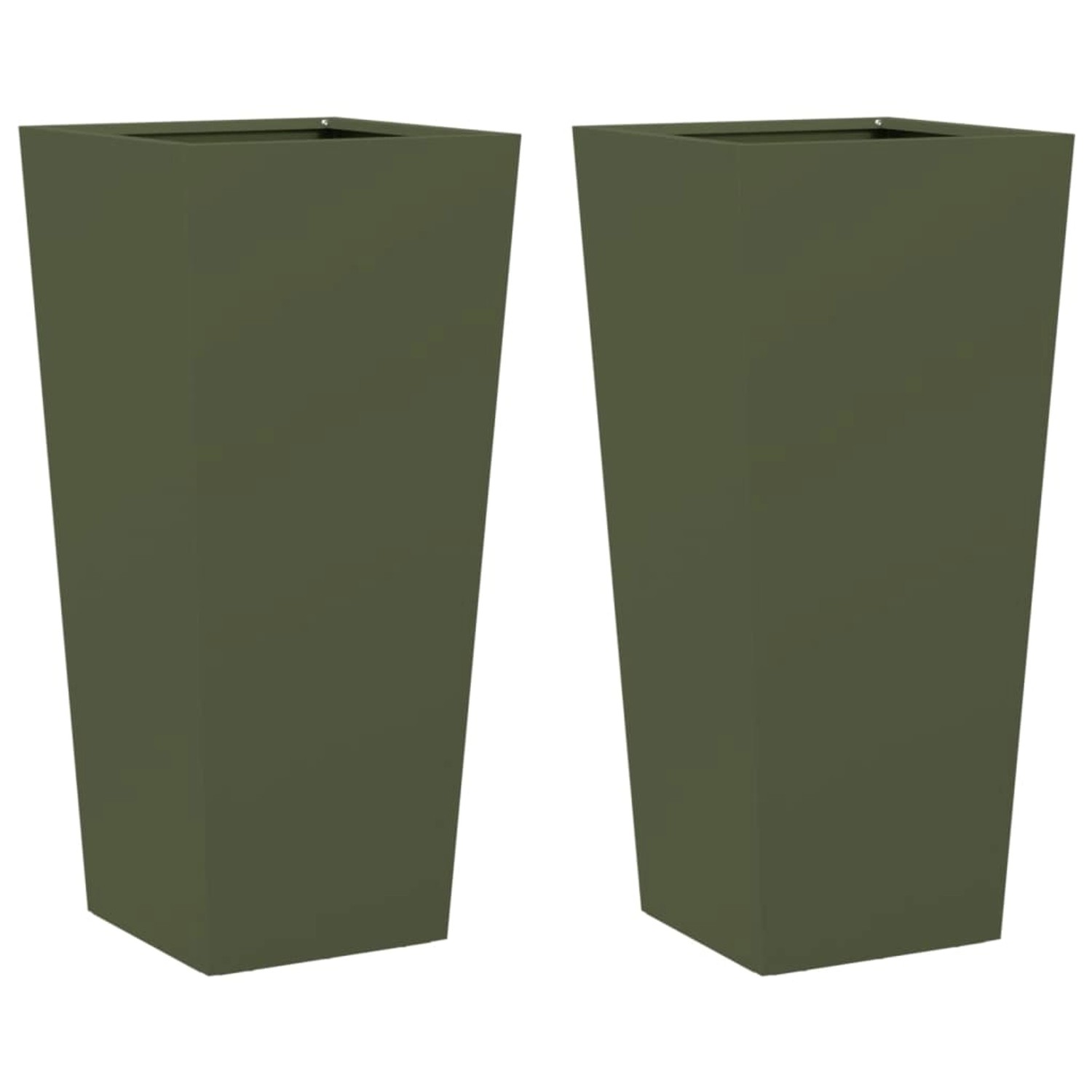 vidaXL Pflanzkübel 2 Stk Olivgrün 35x35x75 cm Stahl 851087 günstig online kaufen
