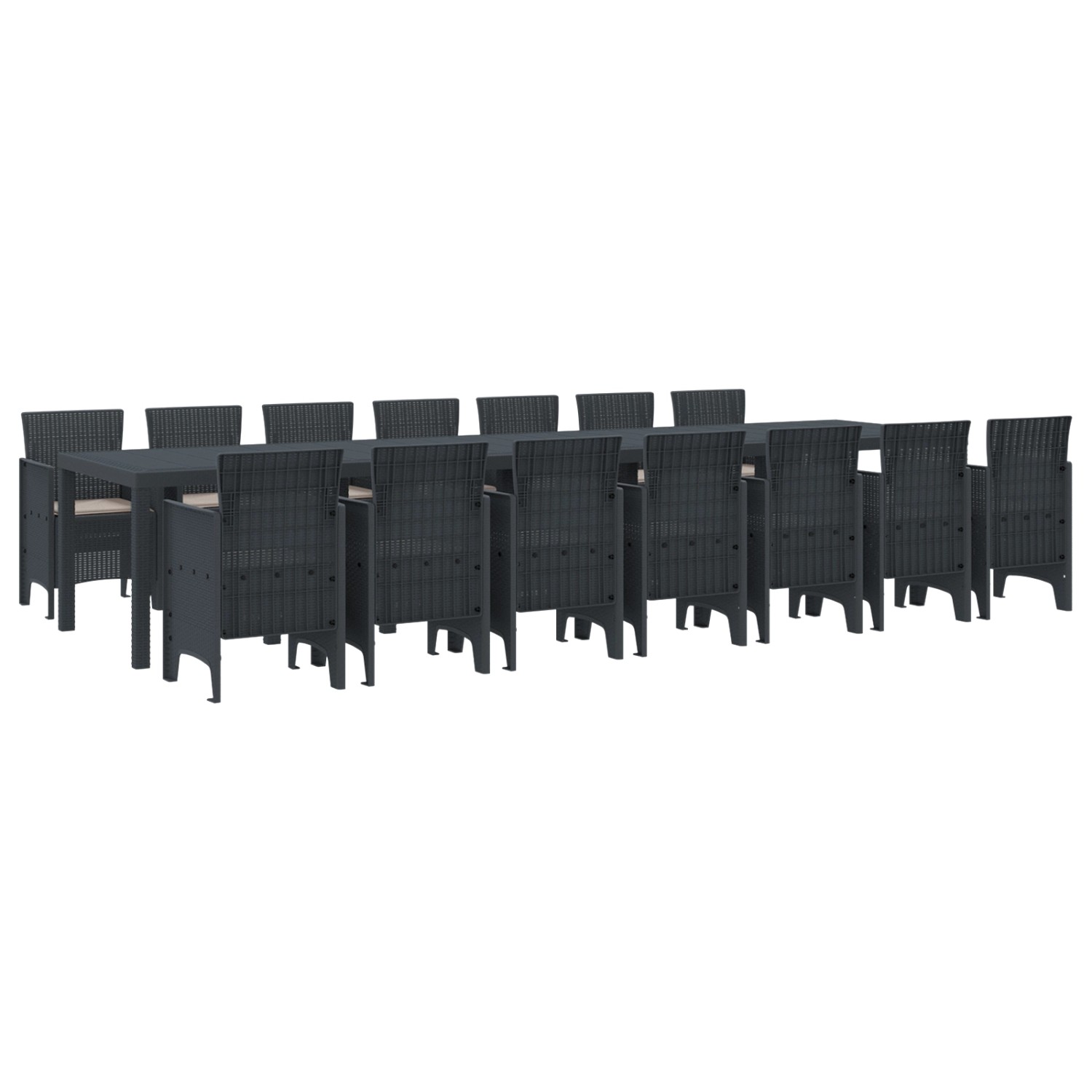 vidaXL Garten Essgruppe 15-Tlg Anthrazit Poly Rattan 3378793 günstig online kaufen