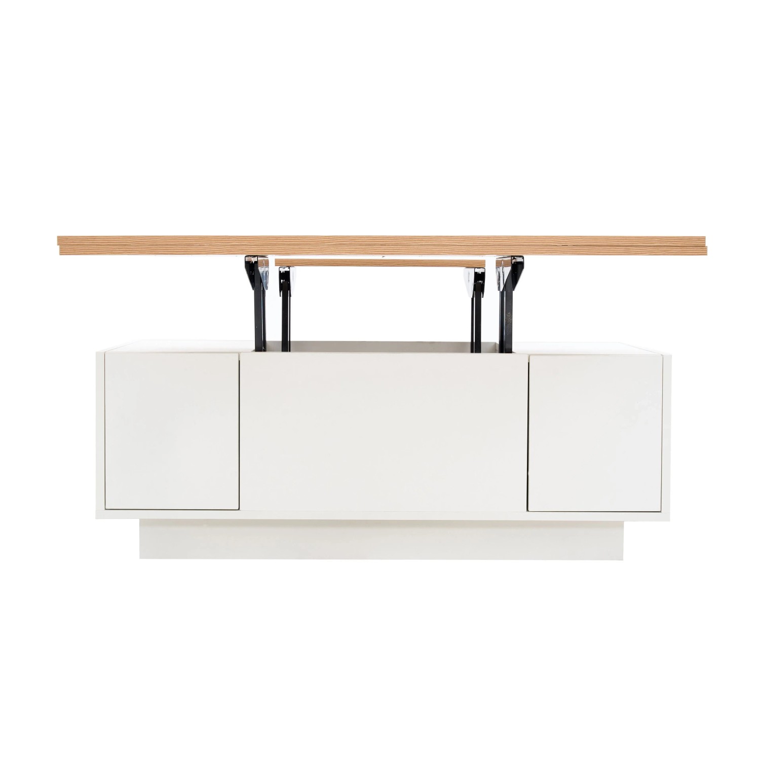 ModernLuxe Couchtisch Höhenverstellbar mit 2 Türen Verstecktem Stauraum Spanplatte Weiß